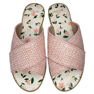 Draper James Pink Sandals Woven Crisscross Size 7 Womens Floral Slides Shoes NEW